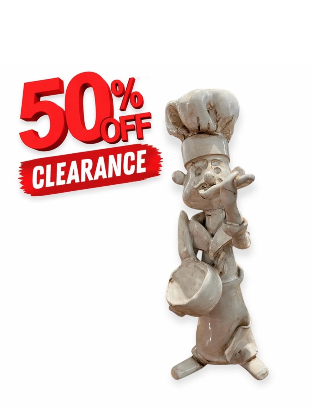 Vintage Dino Bencini Antique Chef Figurine, Italian Artisan Pop Art Sculpture